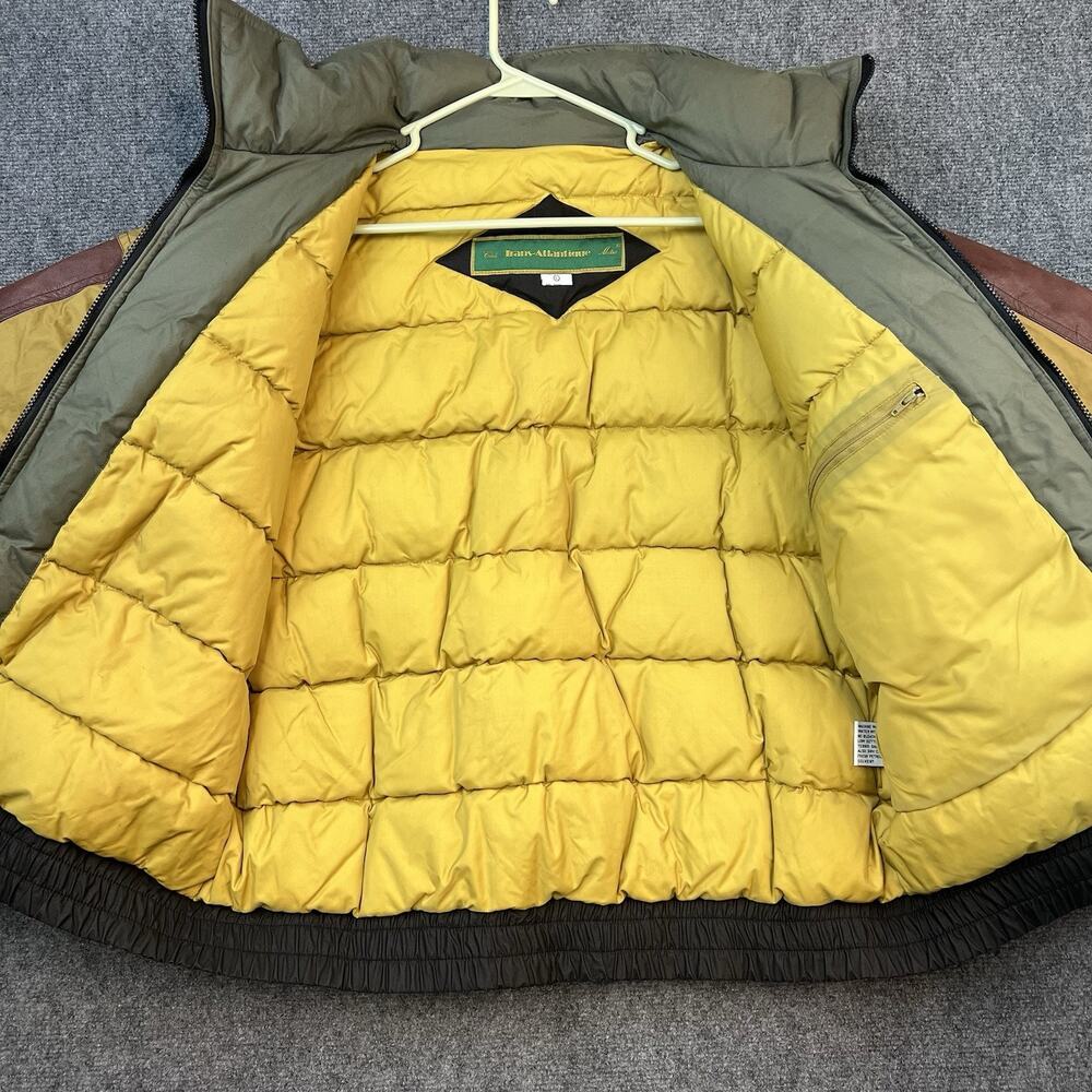Club Trans-Atlantique Down Jacket L Black Yellow 80/20 Feather Leather Trim - Picture 7 of 16
